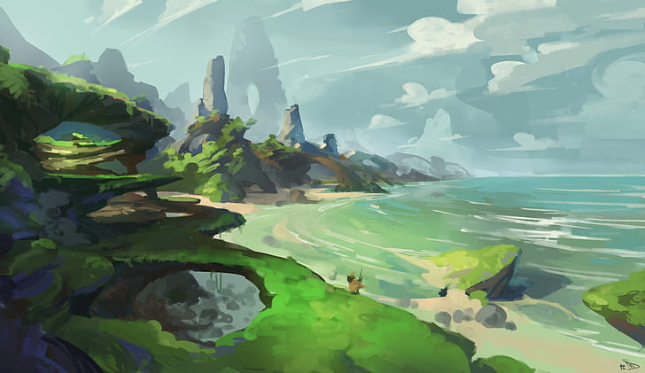 Clouds Coastline Digital Art Fantasy Art Wallpaper Preview